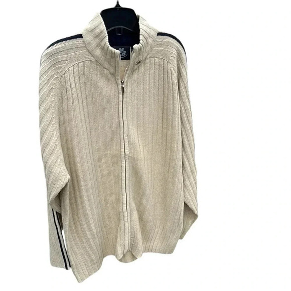 Y2K,Vintage NWOT sweater M. &  L .chunky cable knit,fisherman,front zip,neutral - Picture 1 of 12